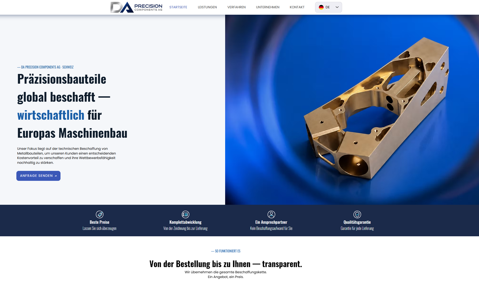 Startseite von DA Precision Components AG